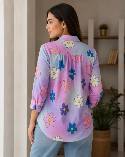 Bloom Bae – Shades & Florals in Harmony (Button Down Shirt)