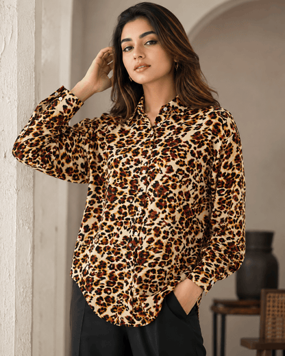 "Leopard Bae" | Button Down Shirt | Full Sleeves