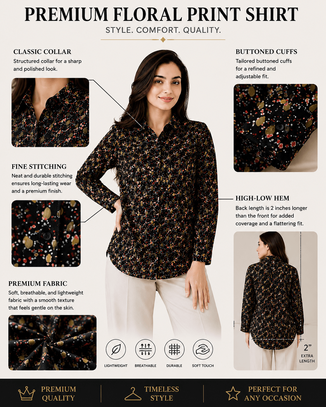 "Gold Leaf" | Button Down Shirt | Full Sleeves