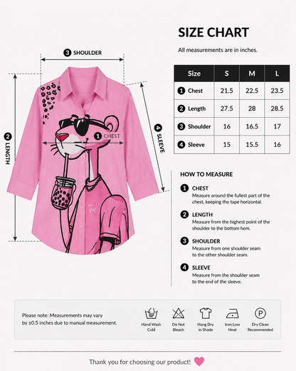 "Panther Vibe" | Button Down Shirt | Quarter Sleeves