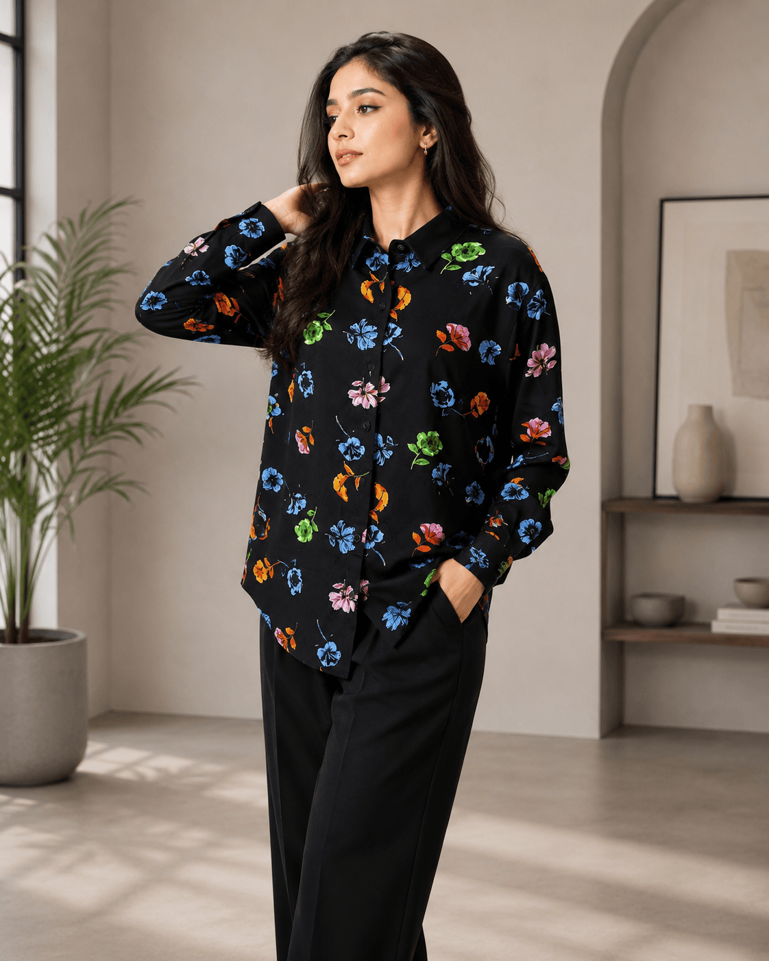 "Floral Bae" | Button Down Shirt | Full Sleeves