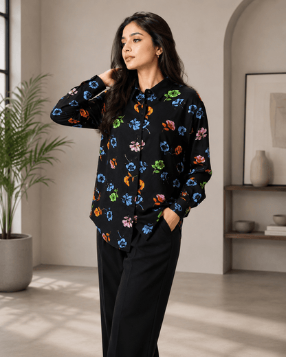 "Floral Bae" | Button Down Shirt | Full Sleeves