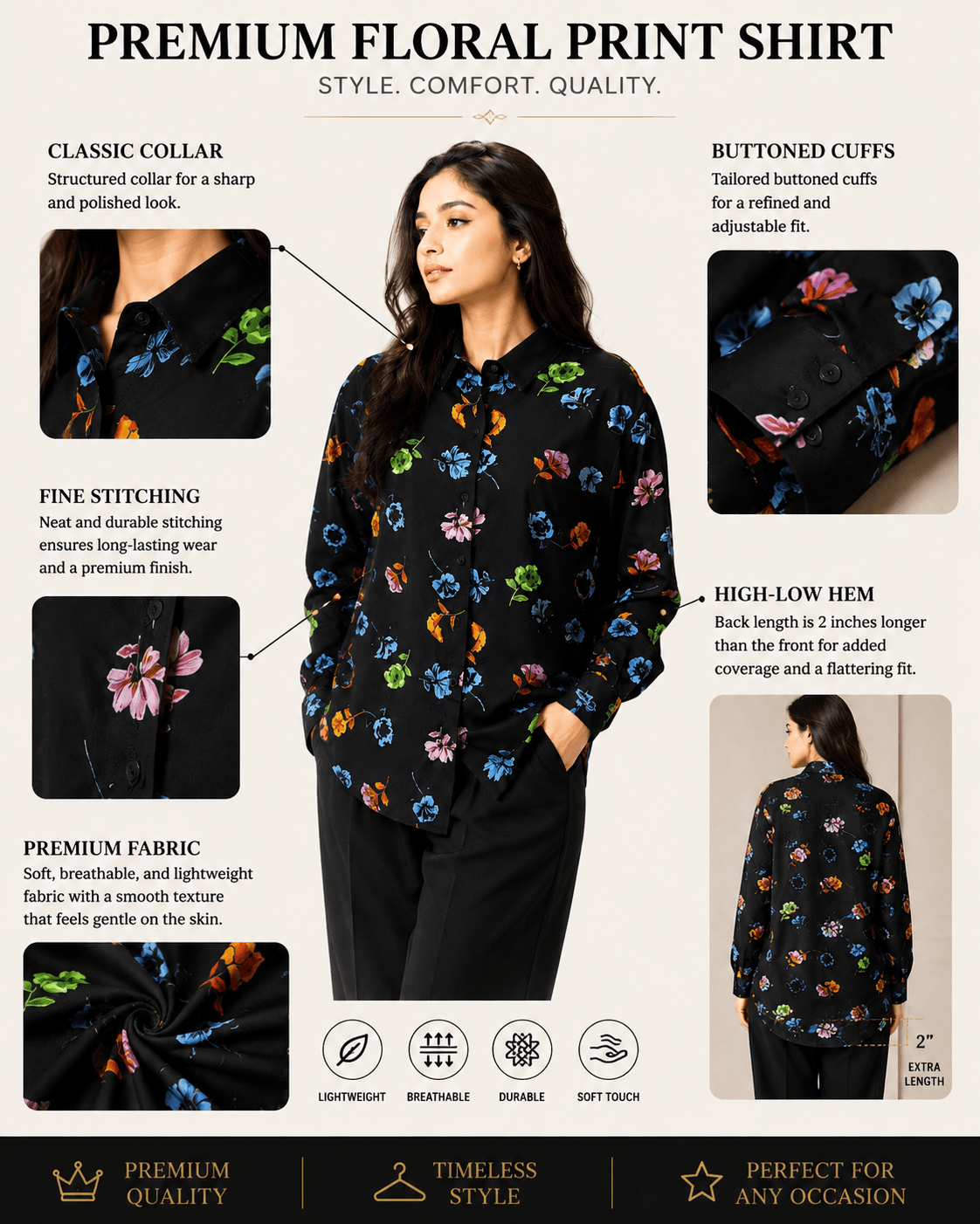 "Floral Bae" | Button Down Shirt | Full Sleeves
