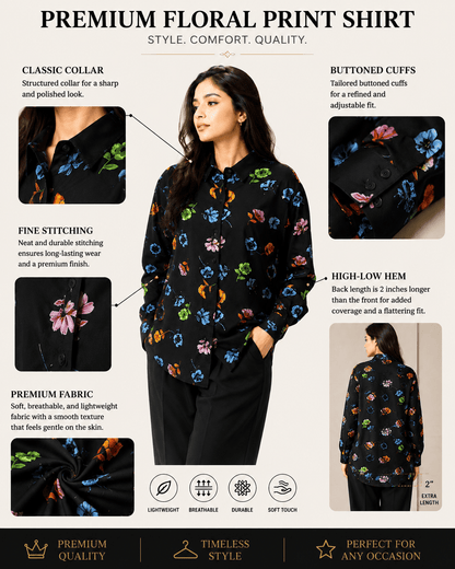 "Floral Bae" | Button Down Shirt | Full Sleeves
