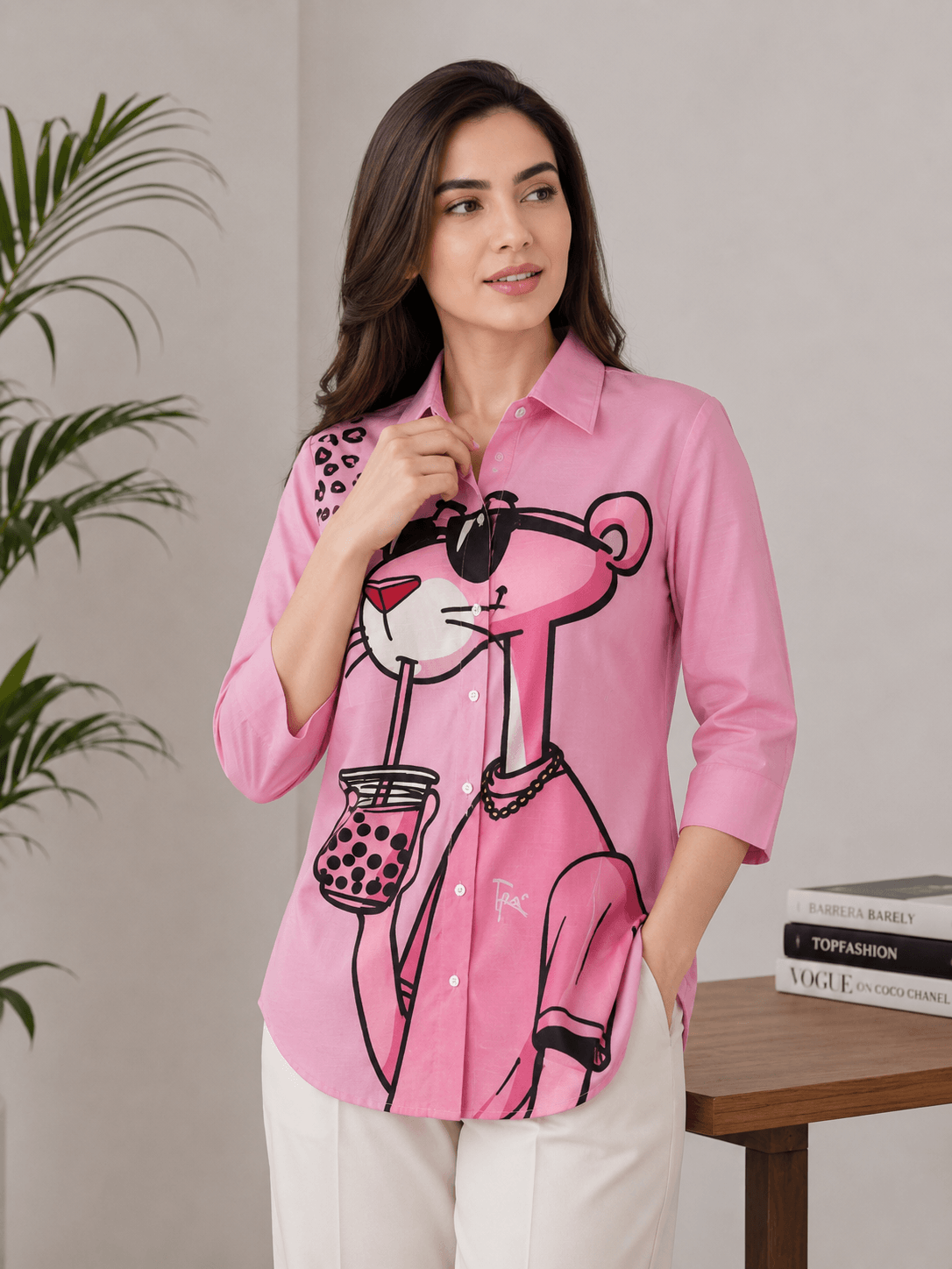 "Panther Vibe" | Button Down Shirt | Quarter Sleeves