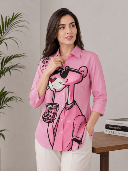 "Panther Vibe" | Button Down Shirt | Quarter Sleeves