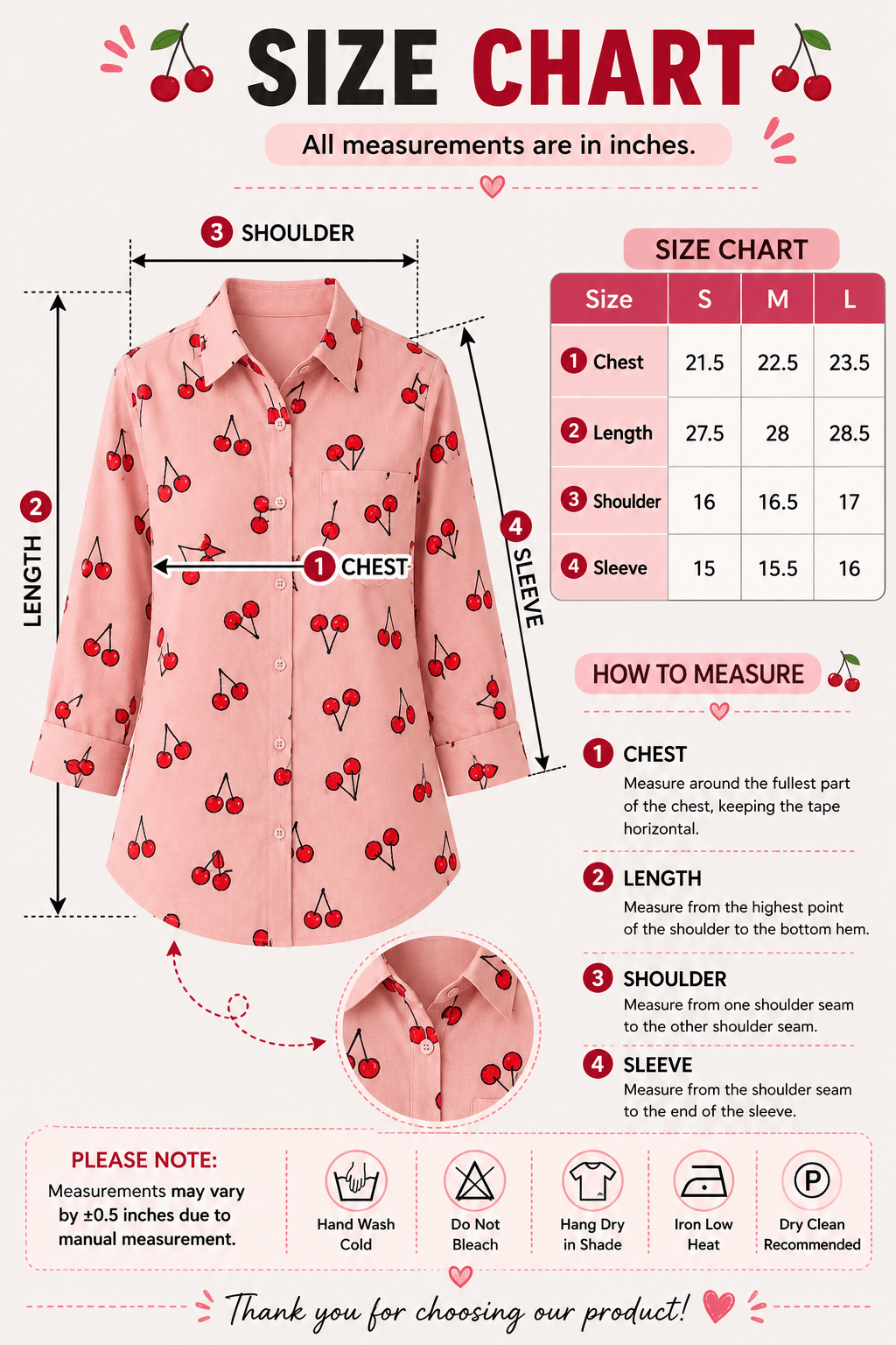 "Cherry Bae" | Button Down Shirt | Quarter Sleeves