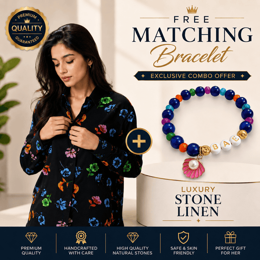 Floral Bae Premium Stone Linen Button Down Shirt for Women | Lightweight, Breathable & All-Season Wear(Full Sleeves)