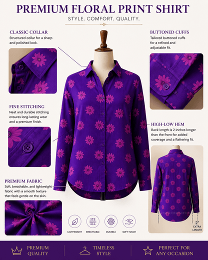 Daisy Bae Premium Swiss Cotton Button Down Shirt for Women | Soft, Breathable & All-Season Wear(Full Sleeves)