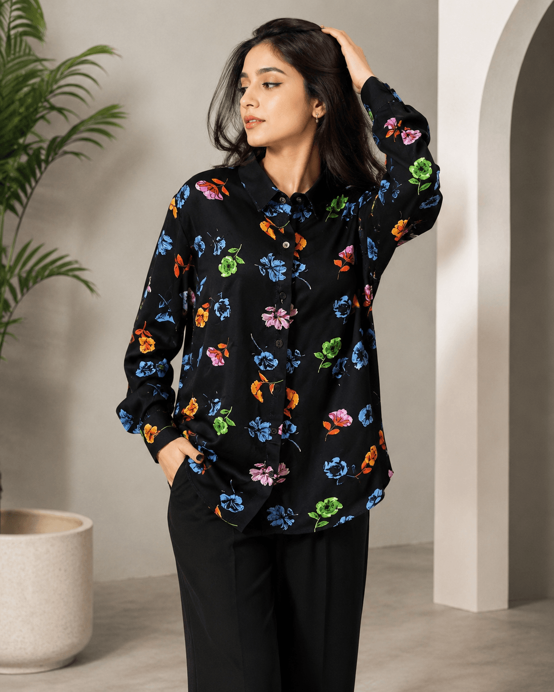 "Floral Bae" | Button Down Shirt | Full Sleeves