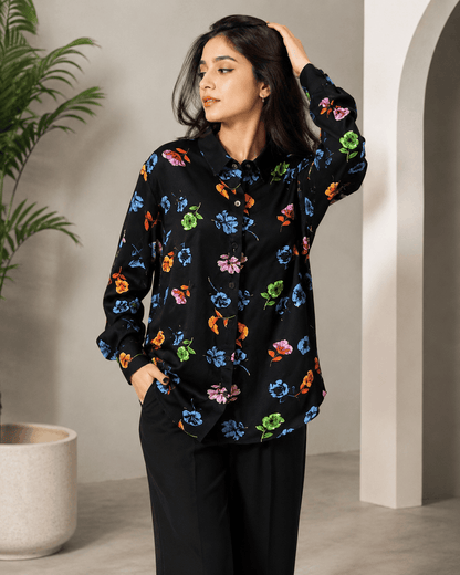 "Floral Bae" | Button Down Shirt | Full Sleeves