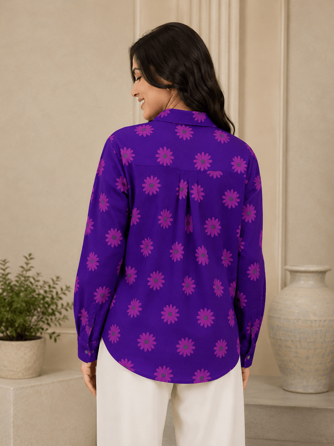 Daisy Bae Premium Swiss Cotton Button Down Shirt for Women | Soft, Breathable & All-Season Wear(Full Sleeves)